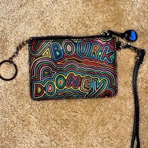 Dooney and Bourke multicolored wristlet w/ removable, wrist strap and keychain